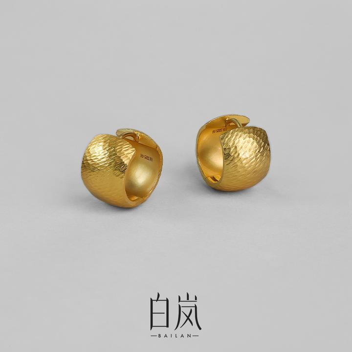 925银耳饰 【8月新品】鸣沙耳圈耳扣敦煌纯银百搭七夕礼物ED4716