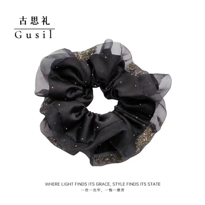 古思礼精致气质简约轻奢百搭黑色大肠发圈GS9250