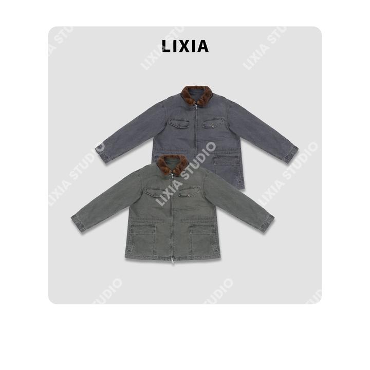 LIXIA【伏尔加河】老钱时尚复工工装保暖水貂领鹅绒派克服-D10083