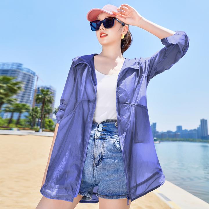 夏季新款防晒衣女中长款长袖时尚宽松罩衫防晒服外套透气轻薄