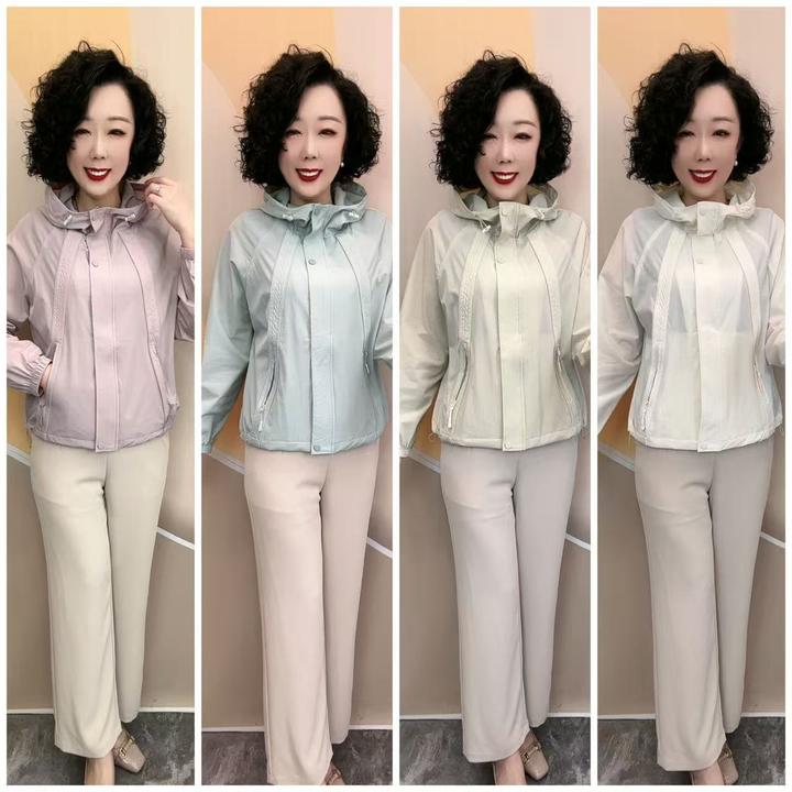 8536新款夏季薄款不加衬连帽宽松时尚大码休闲薄外套衣长61