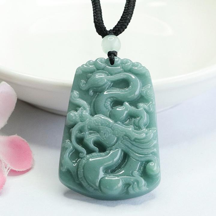 天然蓝水翡翠妈妈生肖龙吊坠蓝水龙牌挂件龙凤呈祥精雕雕刻挂坠
