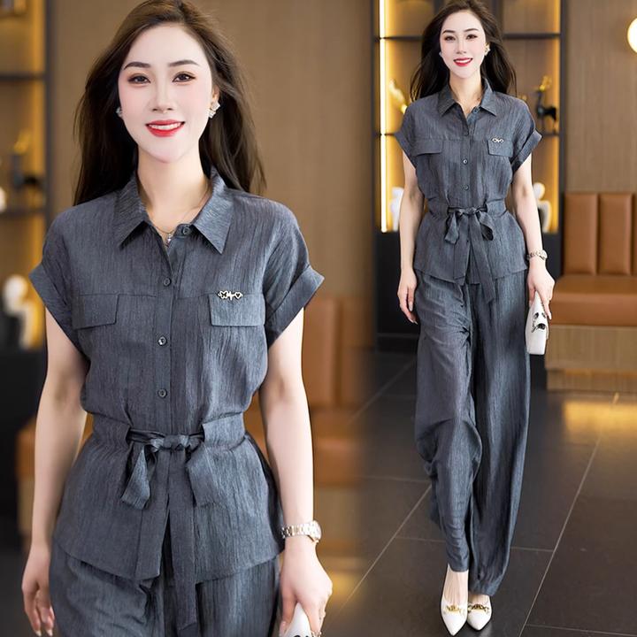 2025夏季巨好看的夏装套装气质穿搭一整套高级感短袖阔腿裤两件套