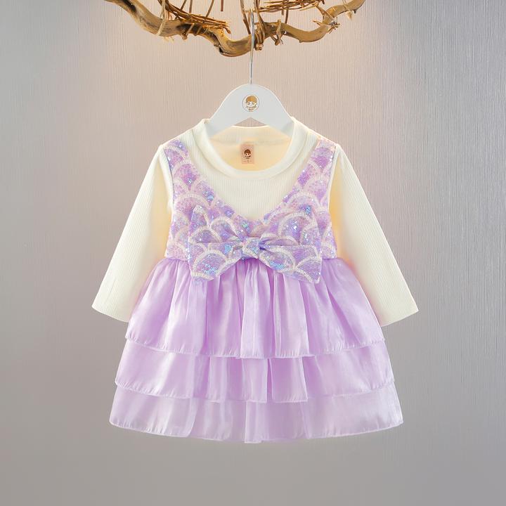 春秋春季极简风公主裙韩版长袖连衣裙裙子女洋气女童小女孩中小童