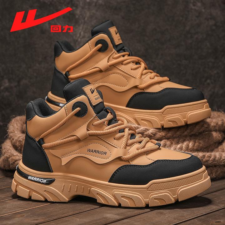 Warrior/回力男鞋子男款爆款秋季休闲马丁靴百搭风工装四季高帮靴