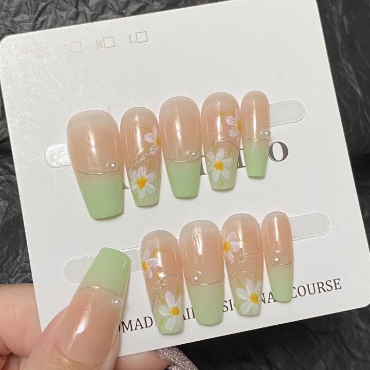 两幅包邮0039现货纯手工穿戴甲 手绘花花