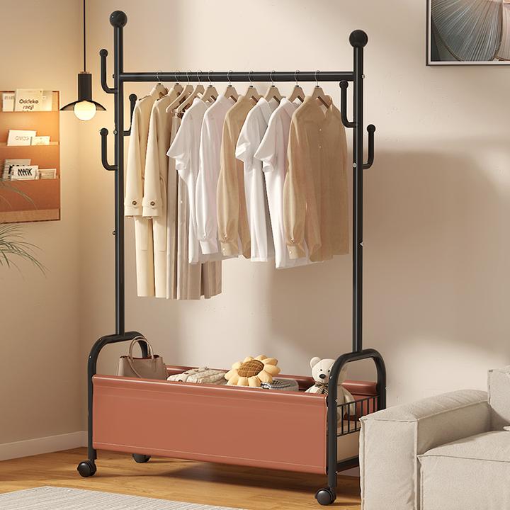 沃甲家用挂衣架落地衣帽架客厅可移动衣架房间阳台立式衣架晾衣架