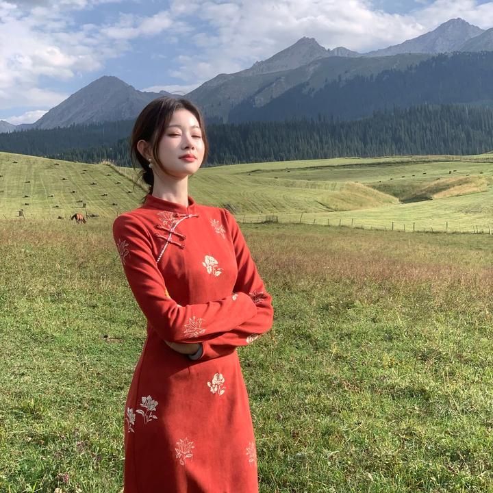 EIA一尧新中式国风【清秋一梦】气质民族风旗袍连衣裙显瘦复古裙秋