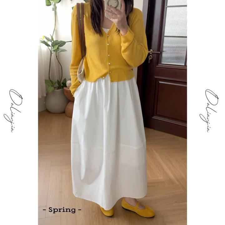 晶咕晶咕佳佳【蔚蓝海岸线】轻薄休闲半身长裙显瘦遮肉休闲百搭