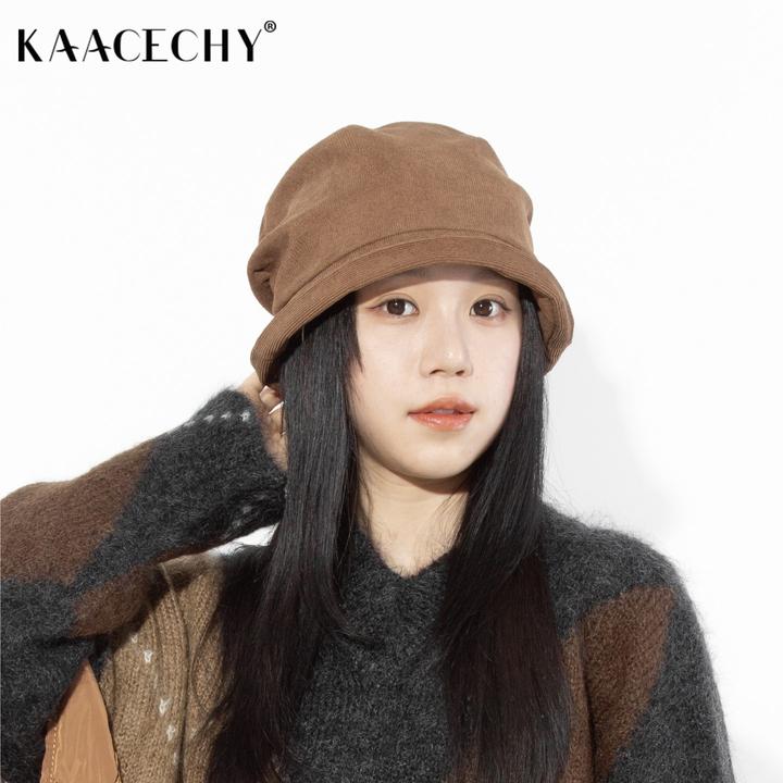 时尚保暖堆堆帽子女士2025新款洋气慵懒风大头围可折叠防风渔夫帽