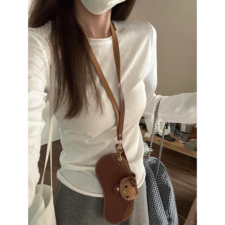 Manman Y3731自制韩系蓝色长袖t恤女正肩修身显瘦防晒打底上衣