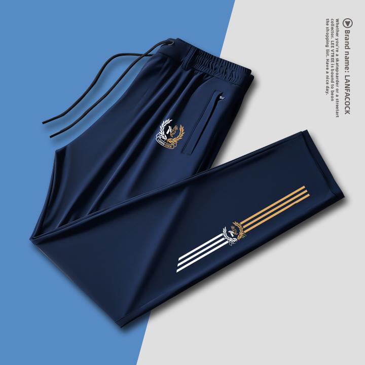 兰法公鸡夏季男款男士冰丝裤薄款速干宽松大码轻奢运动直筒长裤