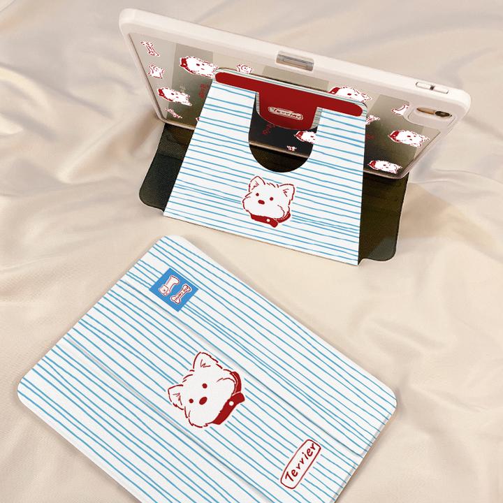 【三折旋转亚克力】蓝色西高地苹果ipad11平板保护套air7华为小米硬