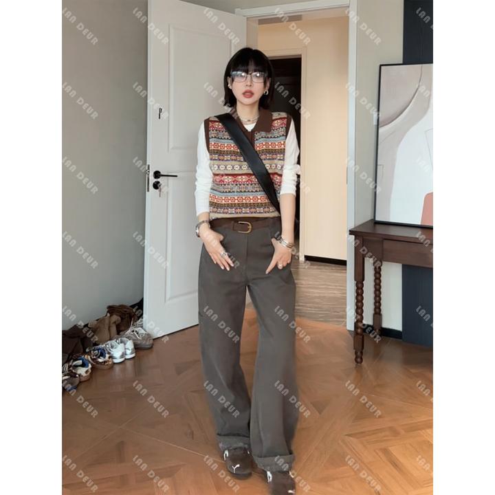 JIUJIU【长腿拍档】加绒工装裤时尚百搭休闲宽松舒适设计师裤子女