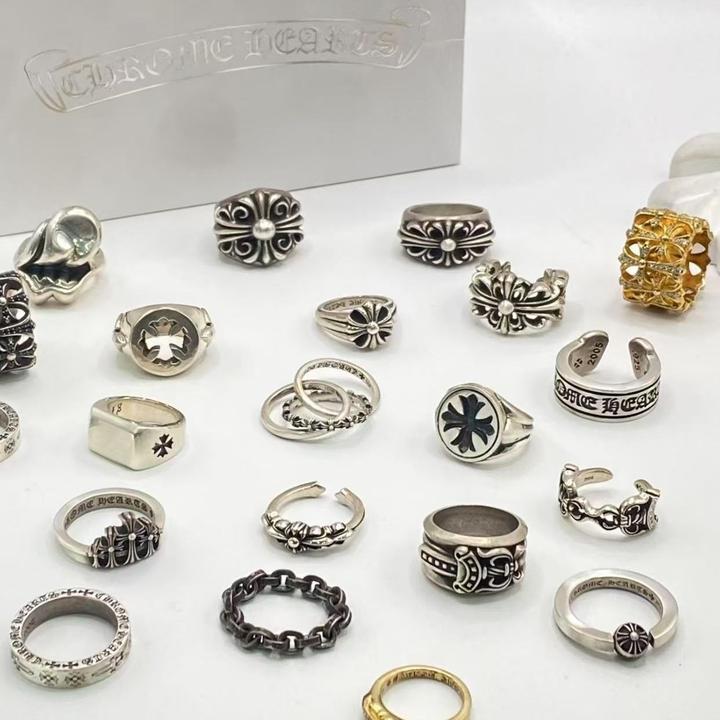 925银戒指 CH克罗心永恒之心戒指潮流高街复古男女对戒情人节礼物