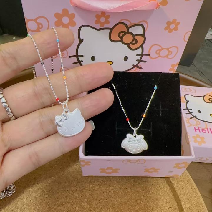 坠链均足银 三丽鸥足银999凯蒂猫饼干美乐蒂项链可爱儿童百搭素款