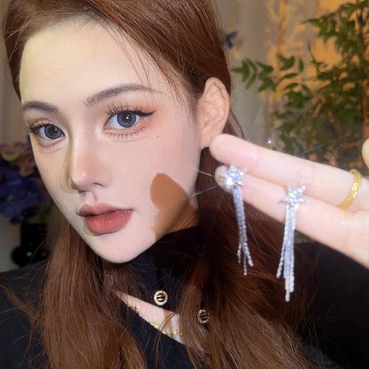 合金耳饰 韩系小众爆闪星星流苏轻奢个性时尚设计感气质ins百搭长