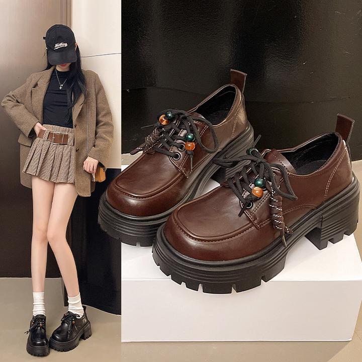 英伦风系带小皮鞋女2025春秋新款ins潮网红时尚百搭厚底乐福单鞋