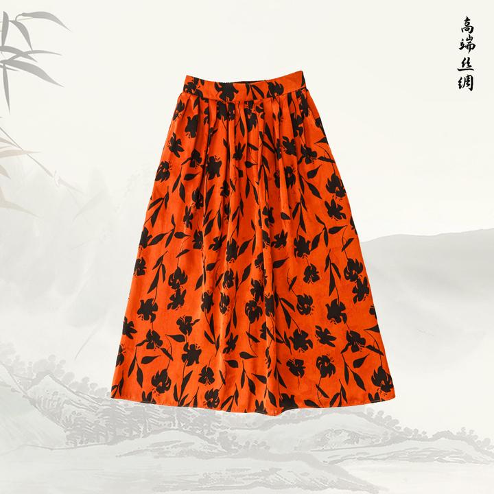 品牌新款高腰半裙法式气质轻熟绝美高级感时尚印花半身裙516275