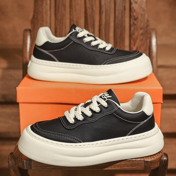 秋季 皮面 板鞋 软底 厚底 休闲风小白鞋百搭ins低帮时尚潮鞋9687