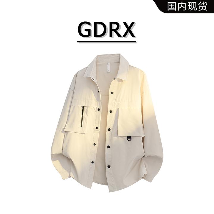 GDRX美式翻领男士夹克长袖衬衫2025秋季新款休闲百搭宽松个性上衣