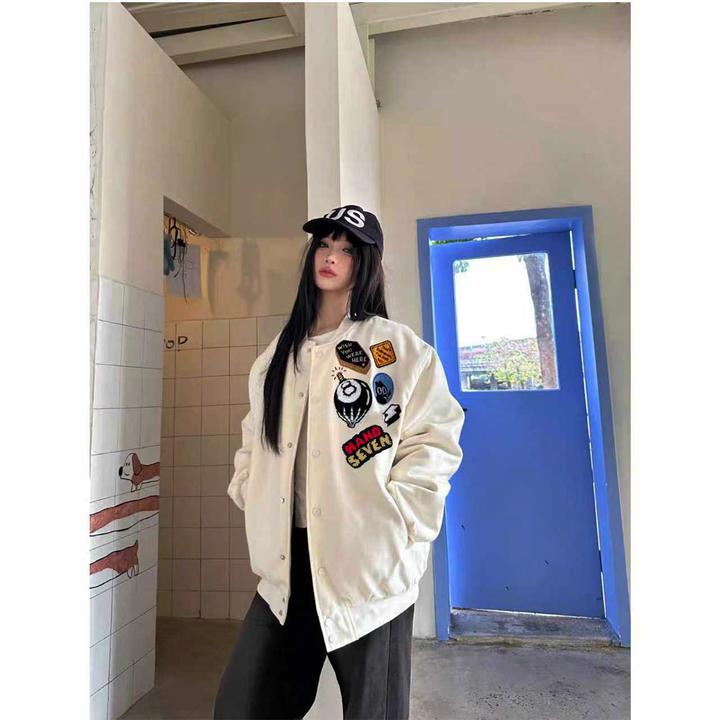 HandSeven美式街头棒球服外套男女秋冬新款拼接夹克宽松情侣上衣