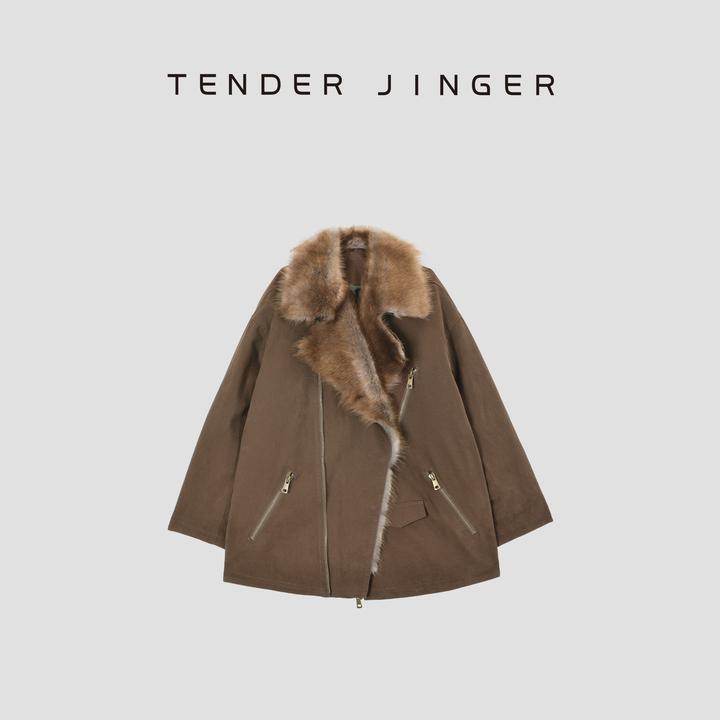 Tender Jinger｜羊毛皮毛领鹅绒服廓形派克服外套T54SNW50283