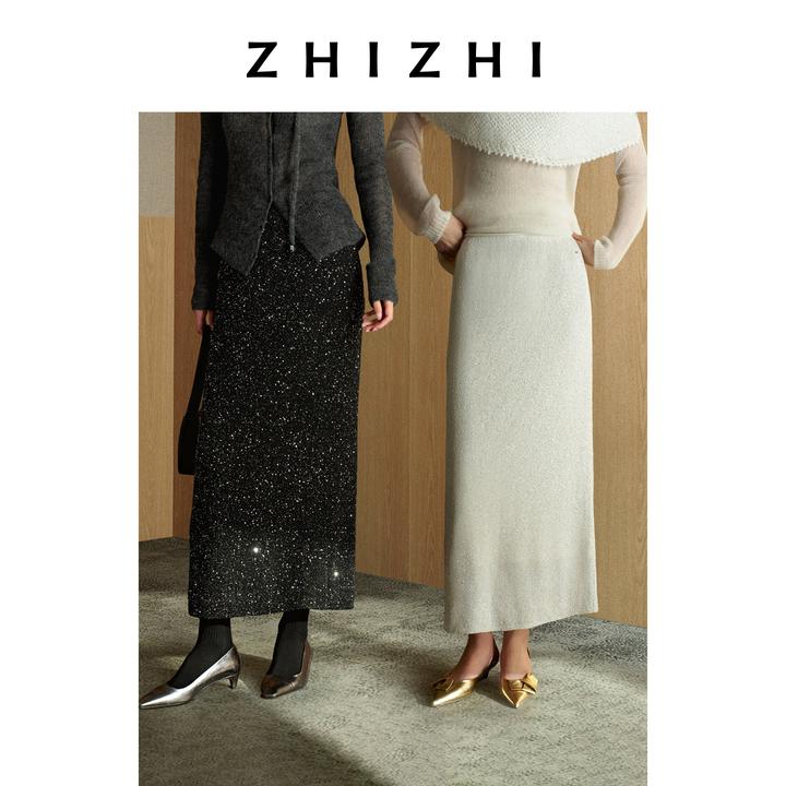 致知 月拢沙 优雅亮片休闲时尚宽松裙女装半身裙26春ZZ2FSKBL067