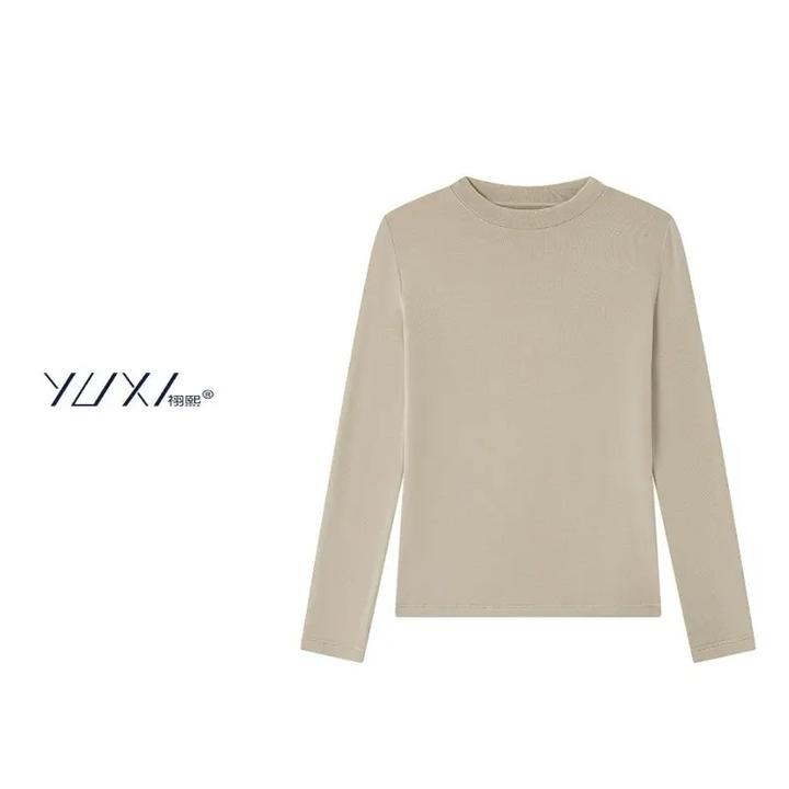 《天丝羊毛轻绒衣》半高领圆领秋冬打底衫基础内搭上衣T恤保暖纯色