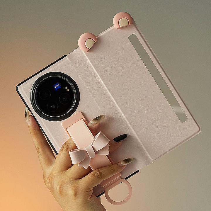 适用vivo x fold3 pro手机壳折叠屏蝴蝶结腕带磁吸翻盖全包保护套
