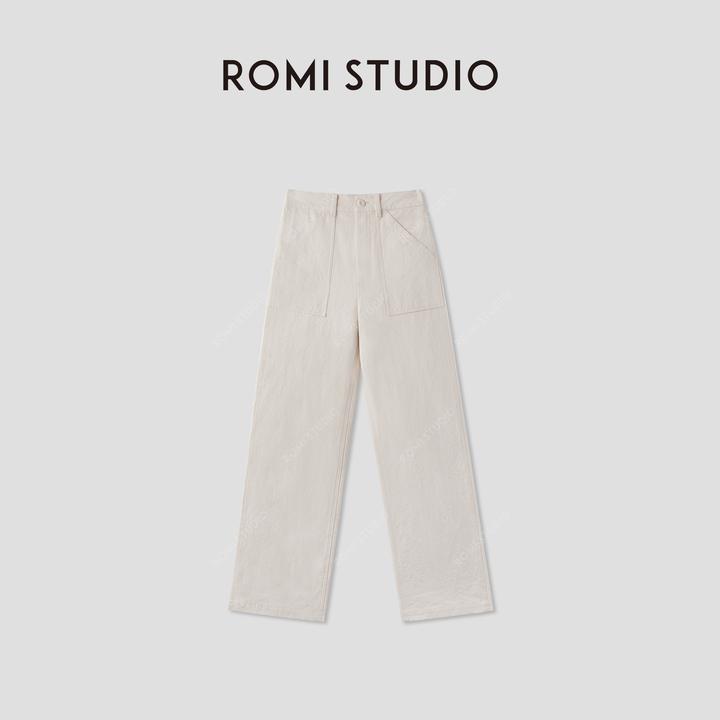 ROMI STUDIO“美式复古 ”原生态无染色薄款工装直筒长裤RWCRXY2995