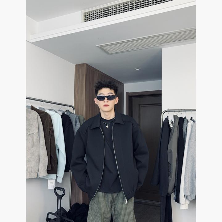cleanfit毛呢行政夹克男款秋季美式翻领飞行员TR空气层棒球服外套