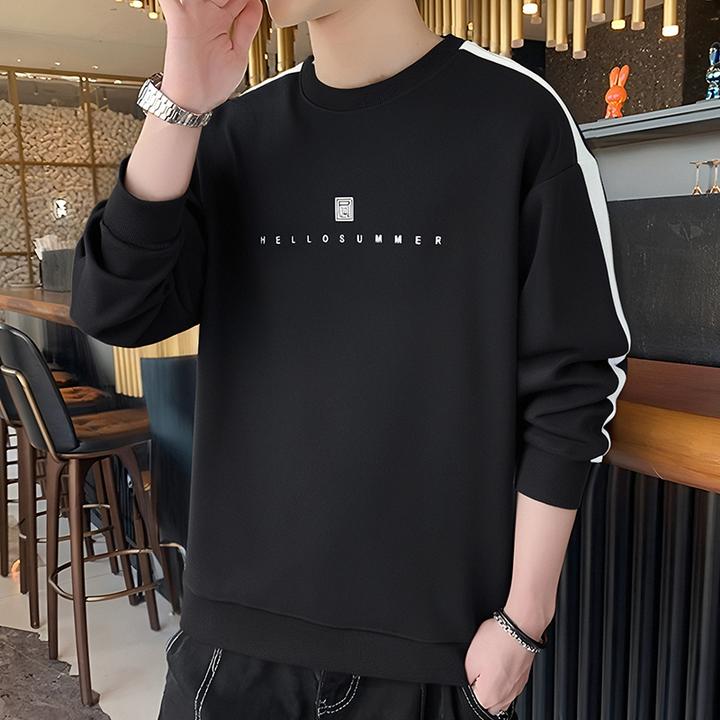 卫衣男士春秋季潮牌宽松拼接印花休闲上衣潮流百搭重磅圆领打底衫