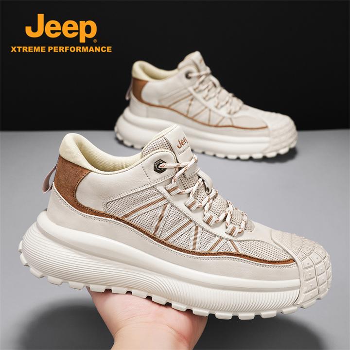 jeep吉普男鞋新款秋季时尚增高休闲板鞋百搭运动风防滑耐磨厚底鞋