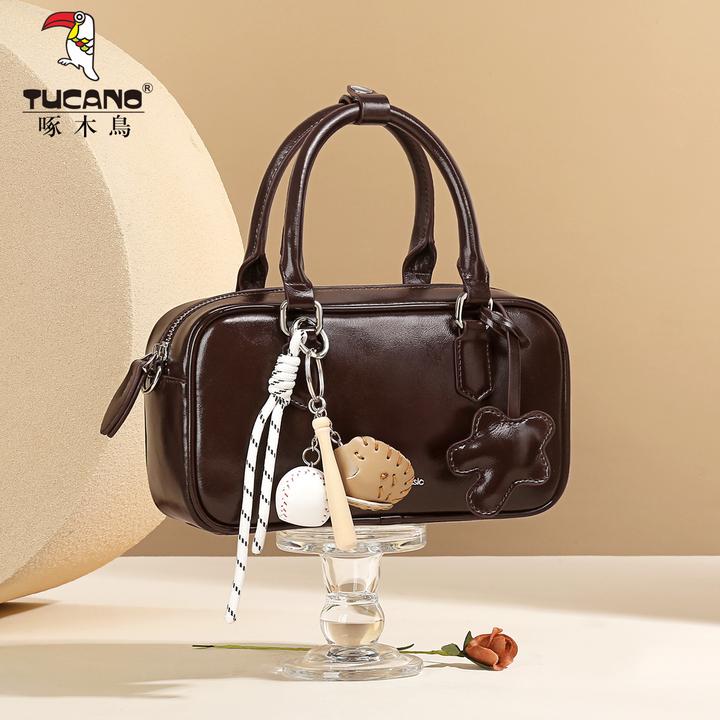 秋冬时尚百搭休闲复古小众质感简约女包波士顿女士包气质韩版肩包