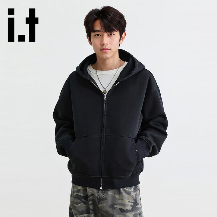 it:CHOCOOLATE2025秋冬季新款男士卫衣潮流连帽双拉链设计感外套