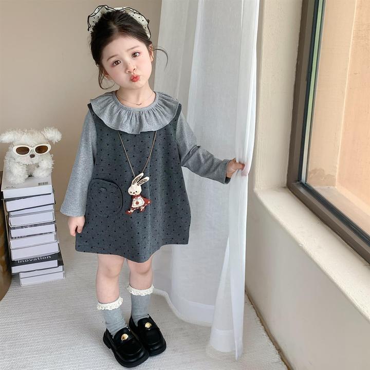 女童连衣裙秋装2025新款洋气儿童背心裙套装女孩秋季长袖公主裙子