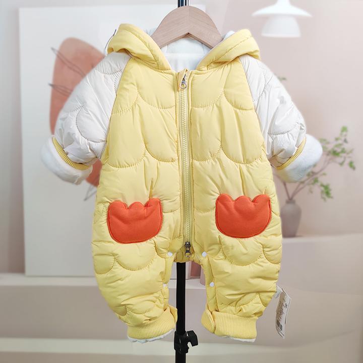 婴幼儿带帽夹棉造型加厚秋冬季新生儿保暖卡通爬服宝宝冬款外出服