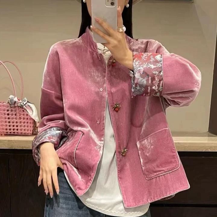 ZHUIMU.【花间雀影】新中式国风气质提花长袖棉服ZM1051