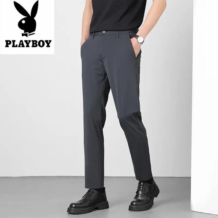 花花公子2025春夏薄款休闲裤男款修身直筒四面弹锥形百搭九分裤男