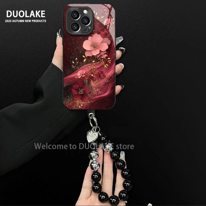 花开富贵适用苹果vivo华为oppo小米iPhone17电镀玻璃防摔手机壳潮