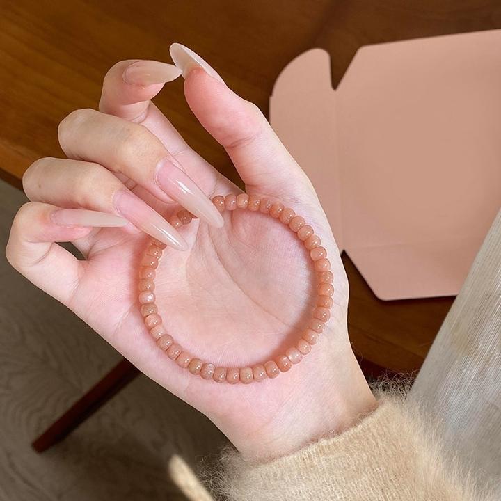 非金属仿水晶手链 新中式奶茶色串珠手链温柔小众高级感叠戴手饰