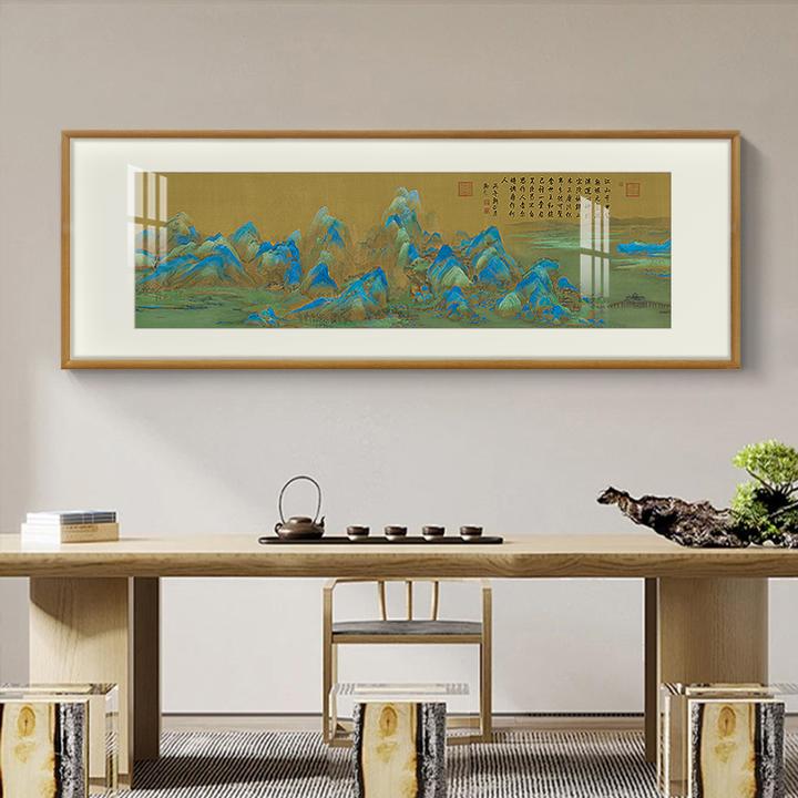 千里江山图挂画国画复刻山水画中式客厅装饰画背景墙新款装饰画