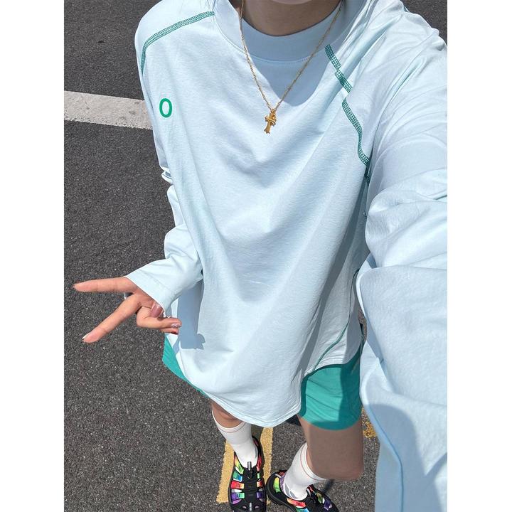 冰川蓝速干防晒长袖t恤男女夏季薄款吸汗透气上衣户外跑步打底衫