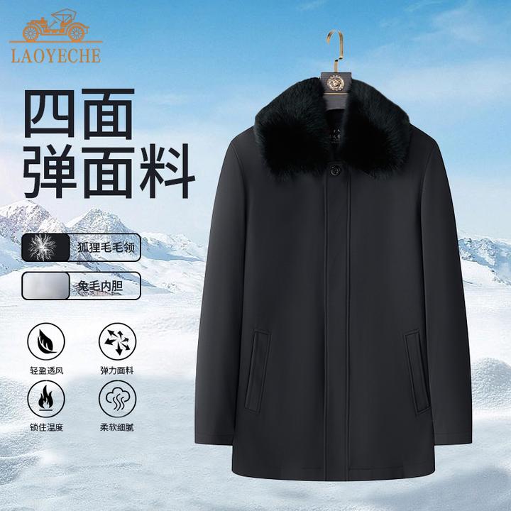 [老爷车]品牌兔毛派克服中长款可拆卸冬季保暖爆款狐狸毛领派克服