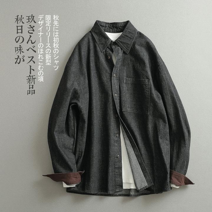 【见川】秋上新「美式复古」宽松廓形街潮百搭衬衫 网红洋气炸街男装