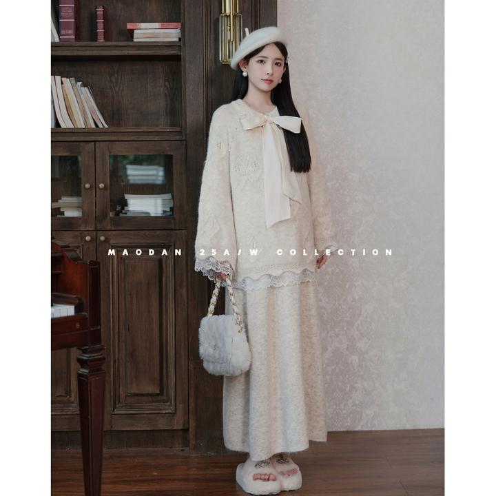 maodan/猫单【奥丽安娜】孕妇套装秋季新品时尚百搭洋气毛衣半裙