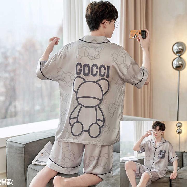 睡衣男夏季冰丝短袖夏天薄款男士大码丝绸青少年初中学生大童卡通