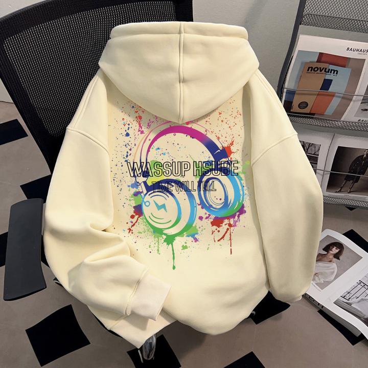 WASSUP HSUBE设计感美式潮流连帽卫衣冬季保暖慵懒宽松青少年上衣