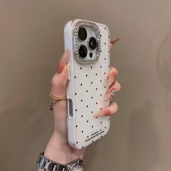 新款网红高颜值闪钻波点果冻适用iphone16promax手机壳苹果15情侣